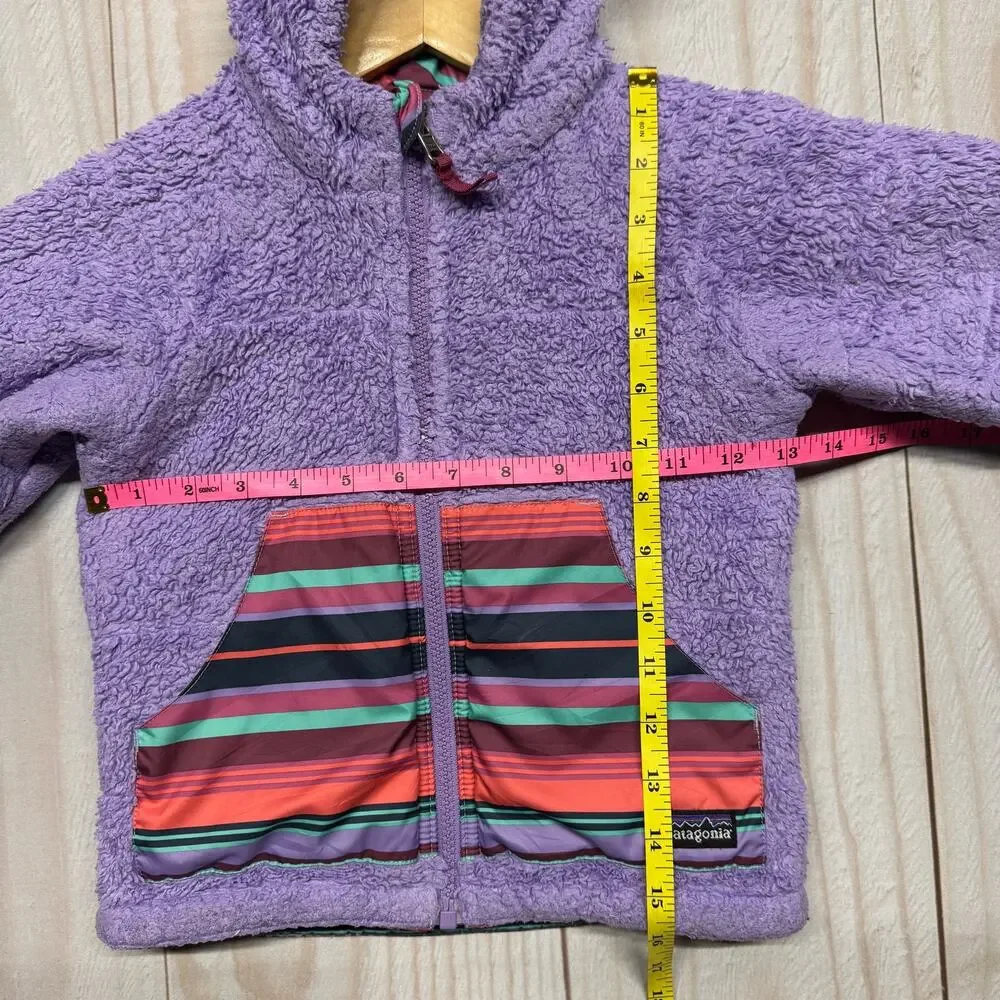 Patagonia Girls Toddler 2T?? Reversible Tribbles Hoody Jacket Sherpa Striped